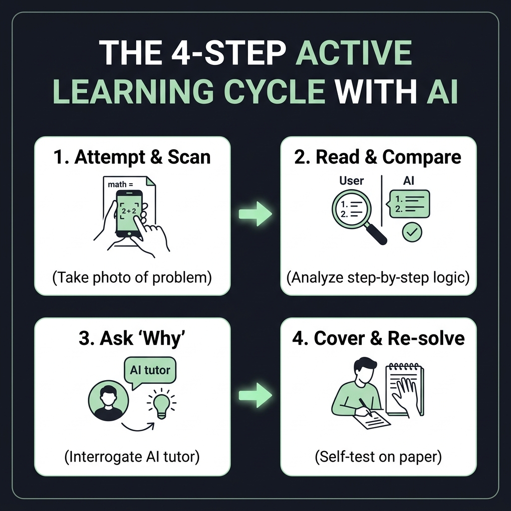 The 4-Step Active Learning Cycle with AI Workflow Diagram